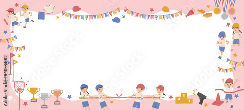 運動会のイラストの枠　背景素材