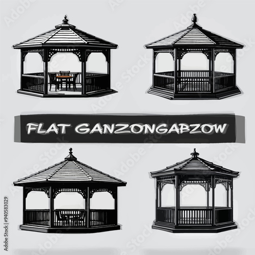Flat Ganzongapzow: A Collection of Black Gazebos