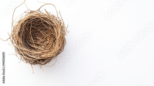 Empty Bird Nest Isolated on White Background for Decoration or Design Generative AI