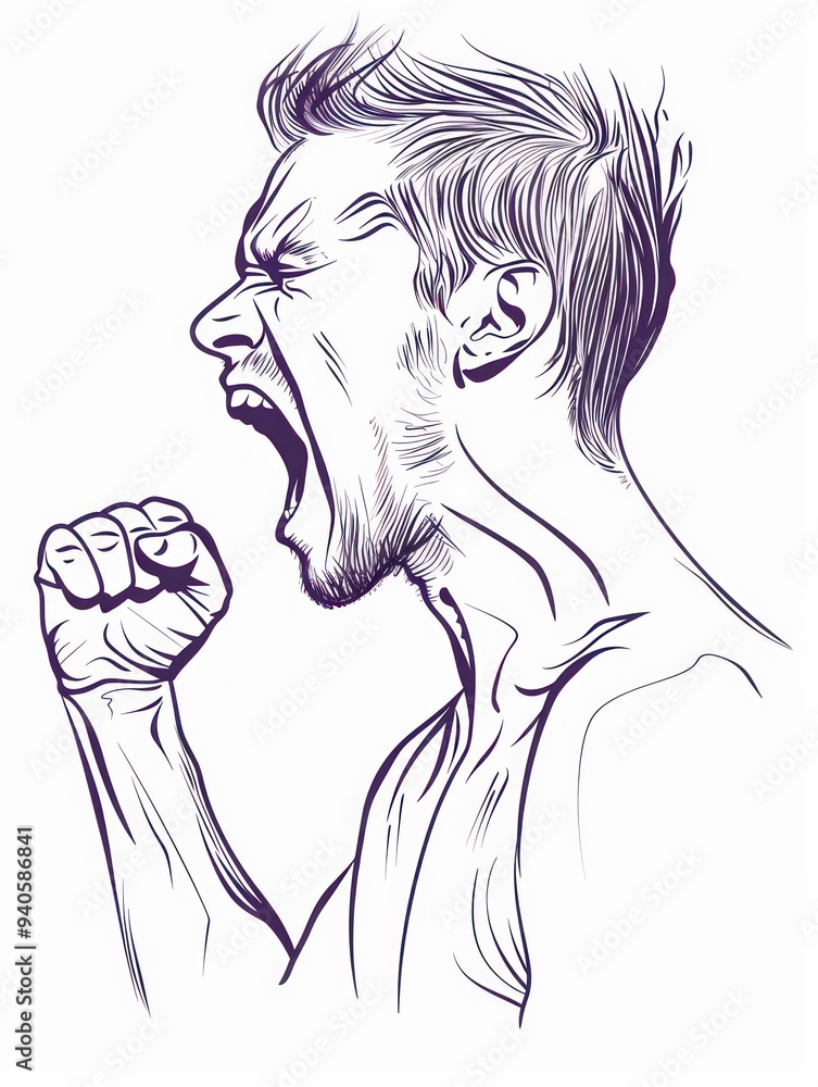 Man shouting with clenched fist. Man shouting with clenched fist.