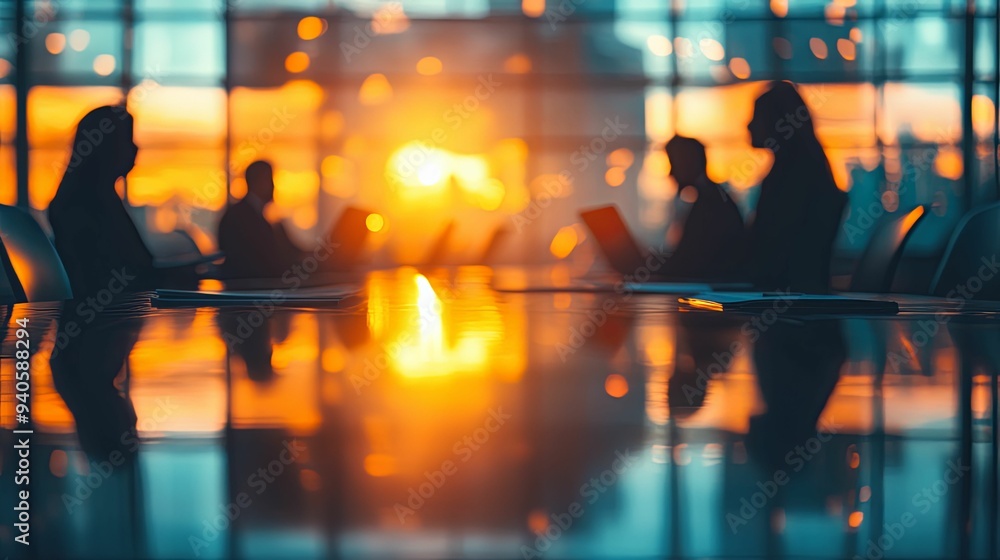 Collaboration in a Modern Workspace. Businesspeople in a meeting room with a soft focus effect Collaboration in a Modern Workspace. Businesspeople in a meeting room with a soft focus effect