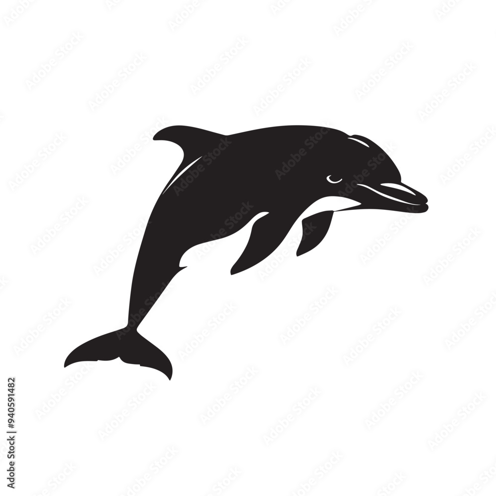Fototapeta premium Dolphin fish animal silhouette vector 