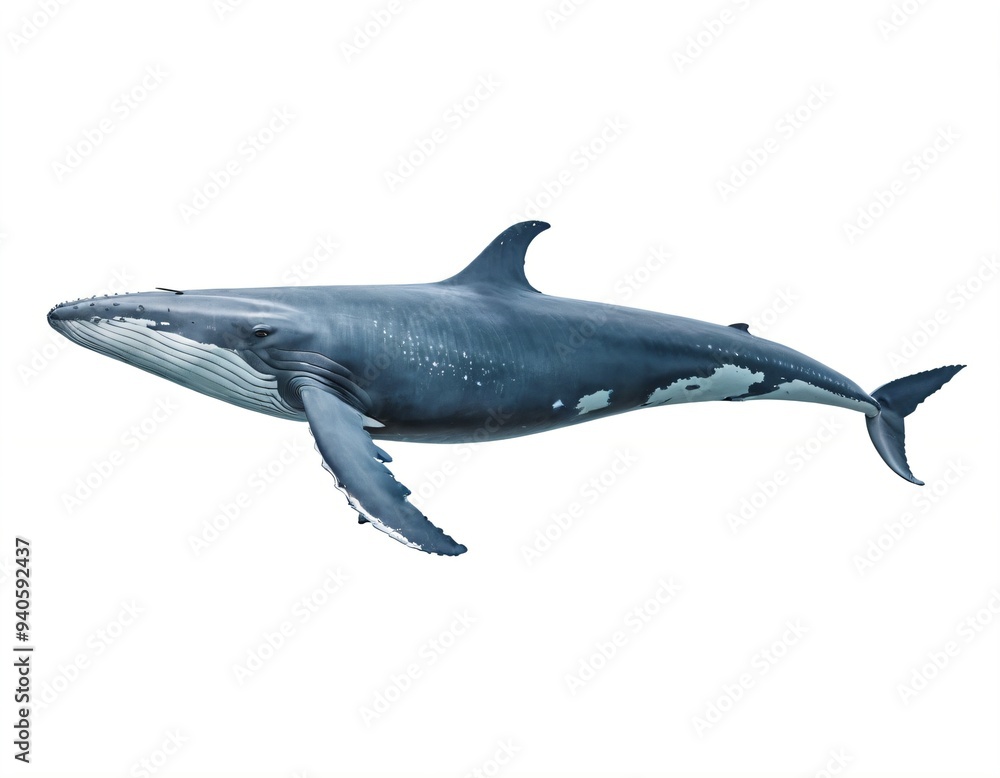 Obraz premium Blue whale isolated on a white background. Ai generated image