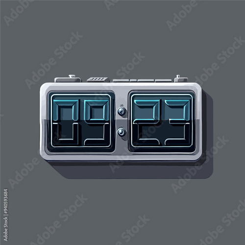 Modern, Stylish Digital Clock with Blue Numbers and Gray Background