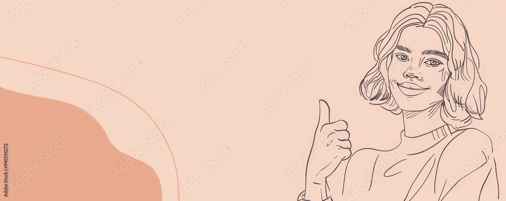 Hand drawn illustration of a person giving a thumbs up. Hand drawn illustration of a person giving a thumbs up.