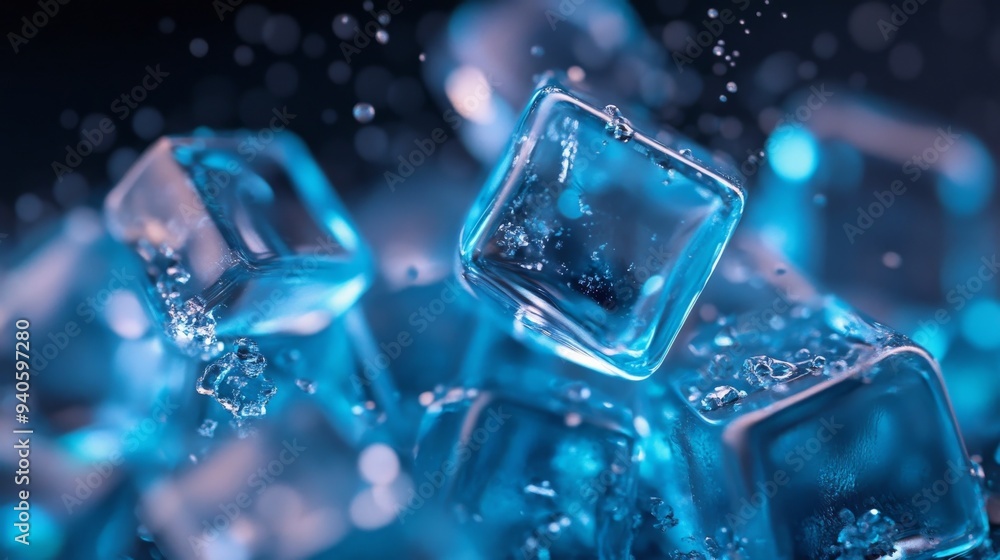 Blue-hued ice cubes Blue-hued ice cubes