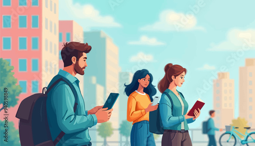 People in the city, engaging with technology and each other