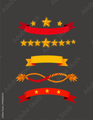 Red and Yellow Ribbon Decorations with Stars