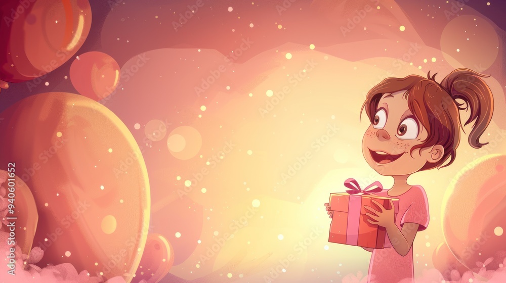 Happy girl holding a gift box. Happy girl holding a gift box.
