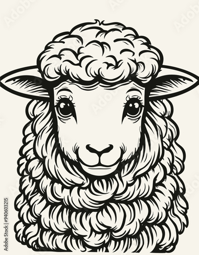 Sheep with fluffy wool and expressive eyes