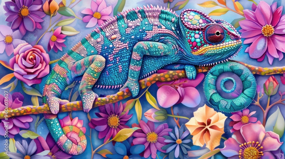 Chameleon in a Floral World. Chameleon in a Floral World.