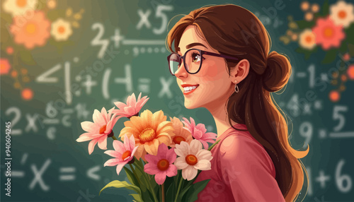 Smiling Woman with Glasses and Flowers, Mathematical Background