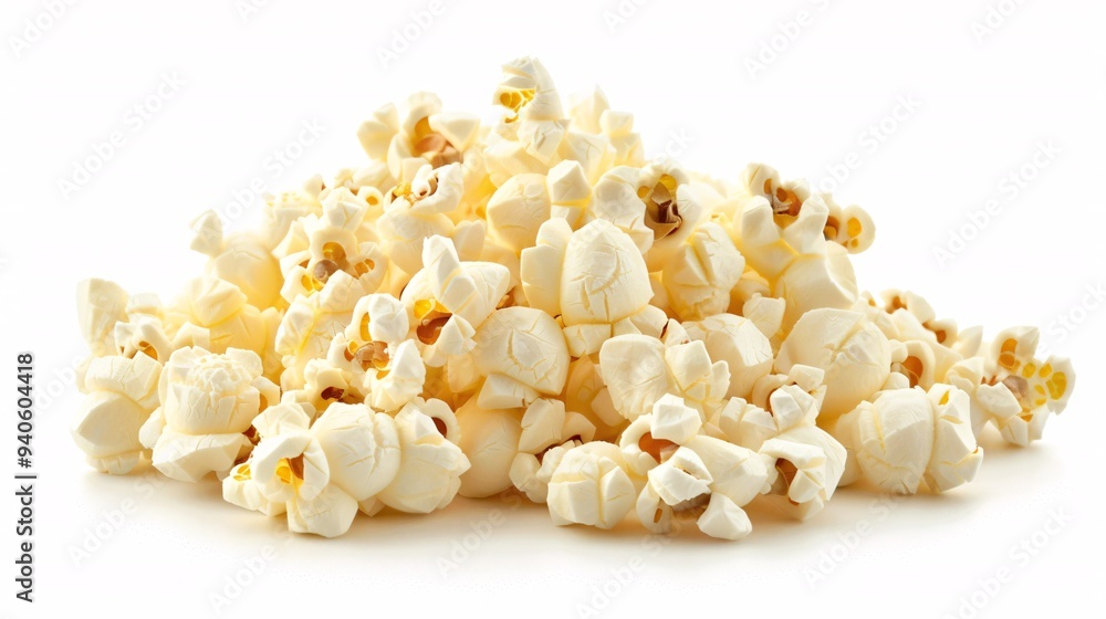Heap of delectable new popcorn separated on blank. Heap of delectable new popcorn separated on blank.