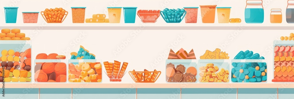 Fototapeta premium Colorful Candies in Storage Containers.