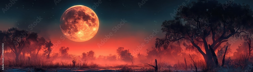 Spooky adventure on a Halloween safari under a full moon Spooky adventure on a Halloween safari under a full moon