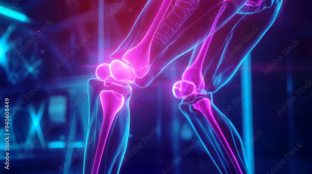 Glowing Knee Pain Concept for Medical Illustrations Generative AI Glowing Knee Pain Concept for Medical Illustrations Generative AI