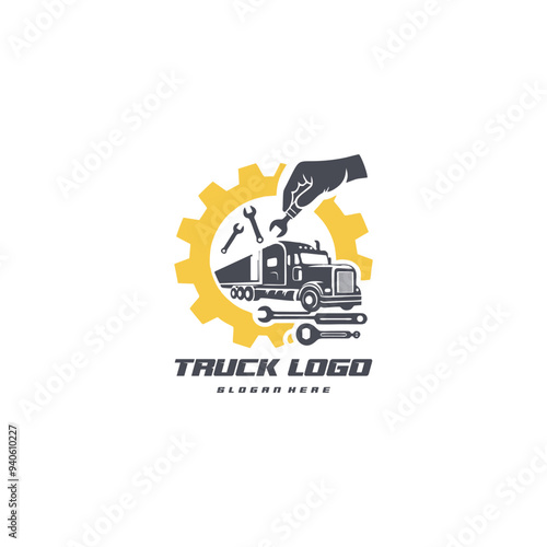 truck logo and garage