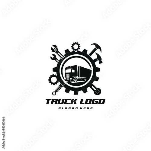 truck logo and garage