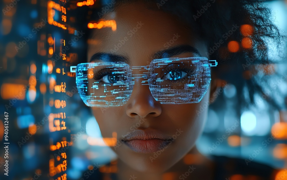 Cyber security threat analysis by a female African American IT specialist Cyber security threat analysis by a female African American IT specialist