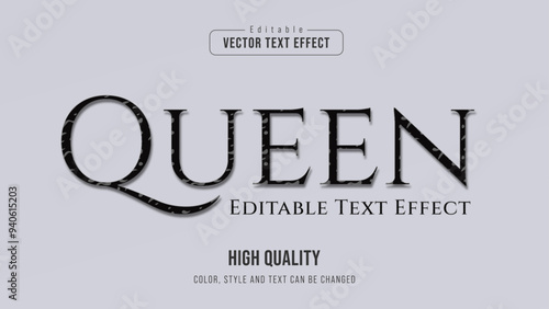 Elegant Queen Text Effect Vector