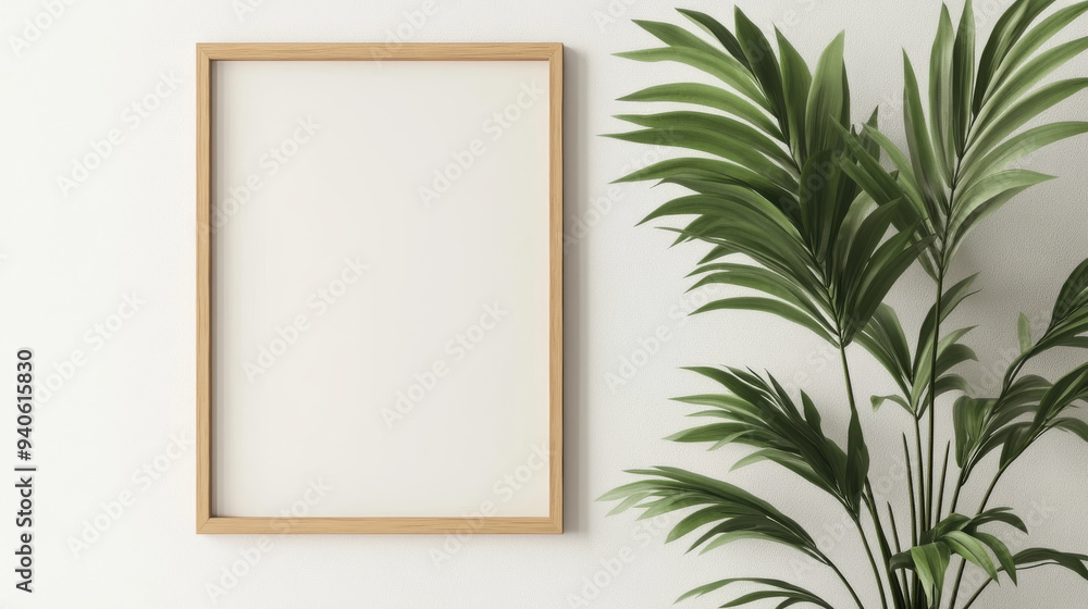 Envision a stylish living room with a minimalist aesthetic. The space features a wooden commode with clean lines, on top of which sits a ceramic vase holding a single eucalyptus leaf, adding a touch o Envision a stylish living room with a minimalist aesthetic. The space features a wooden commode with clean lines, on top of which sits a ceramic vase holding a single eucalyptus leaf, adding a touch o