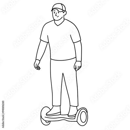 Man riding a hoverboard on car free day