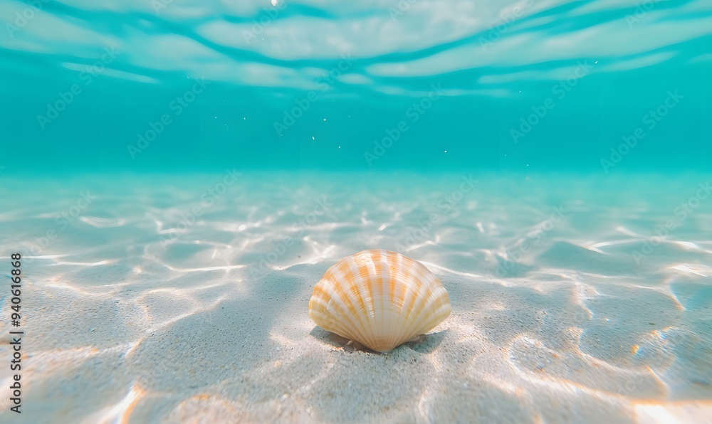 clam and clean deep water in the ocean, Generative AI clam and clean deep water in the ocean, Generative AI