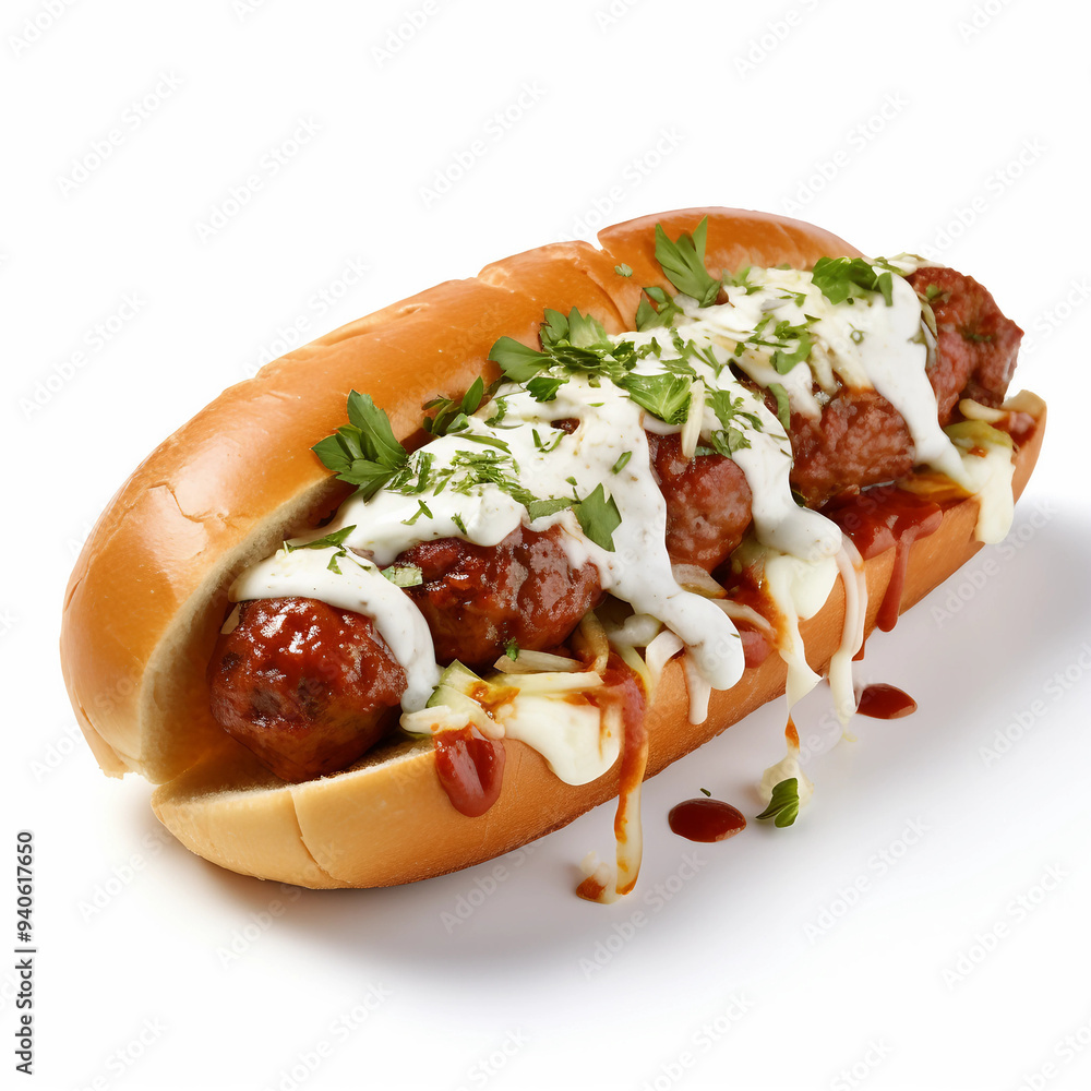 meatball sub Isolated white background meatball sub Isolated white background