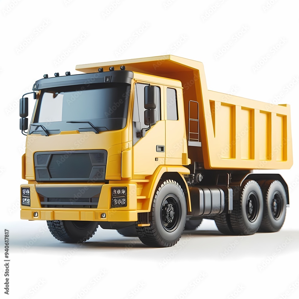 3D Render of Realistic Dump Truck Model isolated on a white background 3D Render of Realistic Dump Truck Model isolated on a white background