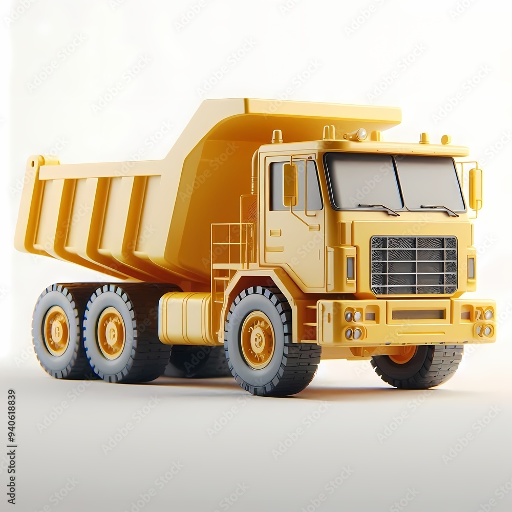 3D Render of Realistic Dump Truck Model isolated on a white background 3D Render of Realistic Dump Truck Model isolated on a white background