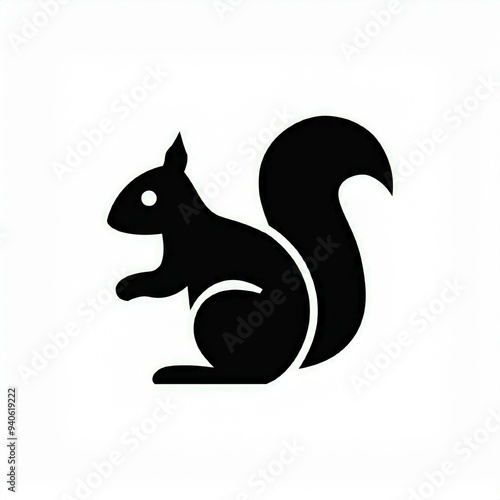 squirrel black icon isolated on white