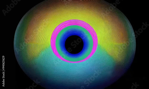 Expansive rainbow-colored vortex with intricate ripple patterns on a dark backdrop