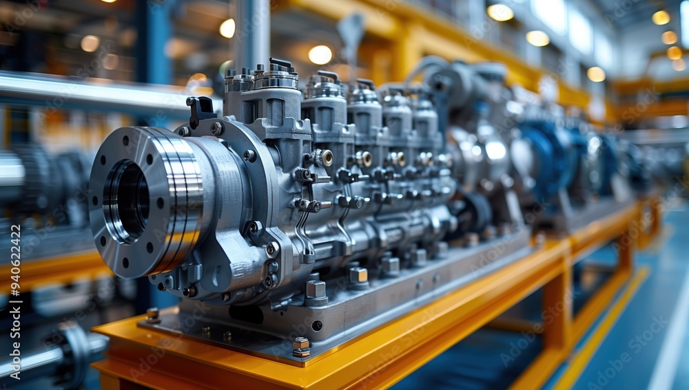 Advanced Aircraft Component in Manufacturing Plant. Close-up view of a sophisticated aircraft component in a manufacturing plant, showcasing the precision and complexity of airplane engineering. Advanced Aircraft Component in Manufacturing Plant. Close-up view of a sophisticated aircraft component in a manufacturing plant, showcasing the precision and complexity of airplane engineering.
