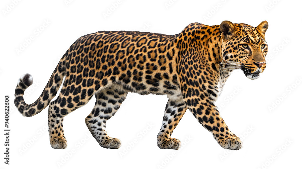 Leopard walking isolated transparent background Leopard walking isolated transparent background