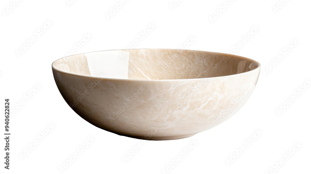 Beige Ceramic Bowl with Marble Effect for Serving or Decoration Beige Ceramic Bowl with Marble Effect for Serving or Decoration