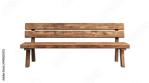 Wooden park bench isolated transparent background
