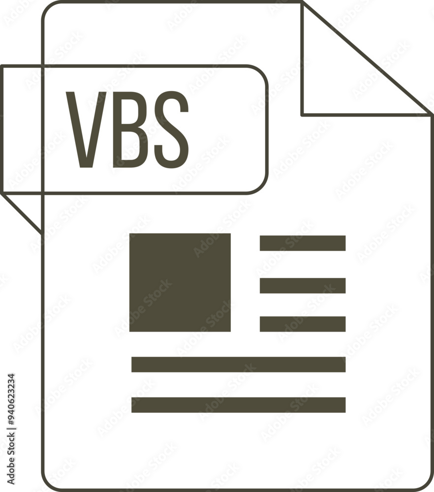 VBS icon inside transparent outline and sharp corners VBS icon inside transparent outline and sharp corners