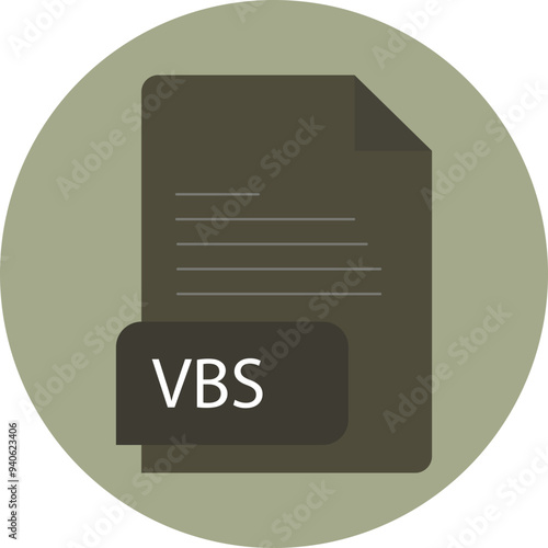 VBS File extension icon black color crisp corners circular shape
