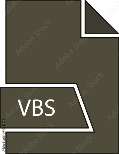 VBS File format icon in shapes 2 colors and side contour