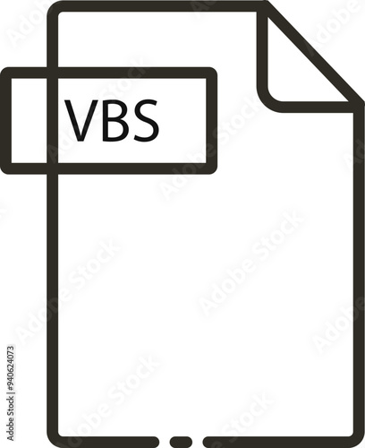 VBS File format minimal icon with black outline