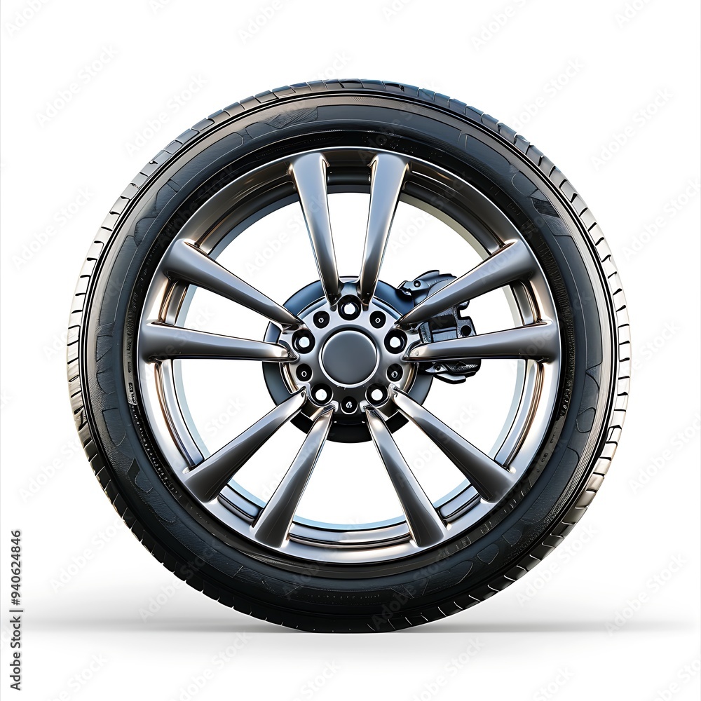 Obraz premium high quality Car wheels white background.