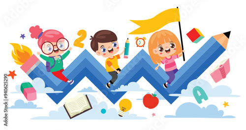 Success Concept With Kids And Pencil