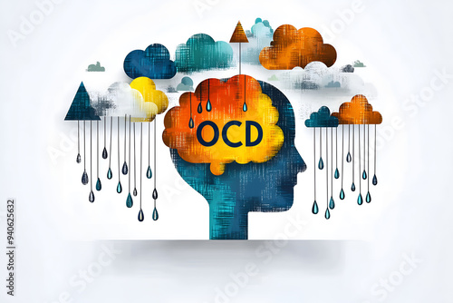 An abstract illustration depicts the mind of an OCD patient photo