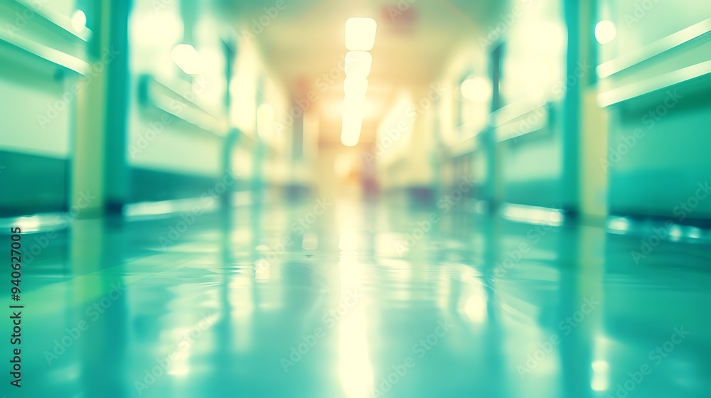 Blurry hospital hallway healthcare and medical Blurry hospital hallway healthcare and medical