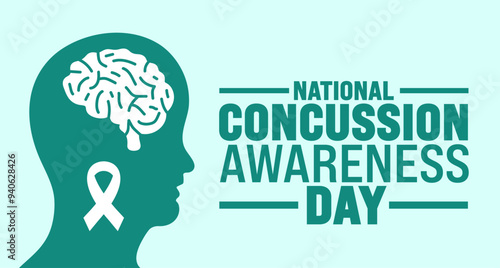 National concussion awareness day background or banner design template. Holiday concept. Template for background, banner, card, poster, placard, design template with unique shapes with standard color.