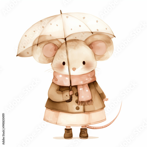 A rat, watercolor style, is...