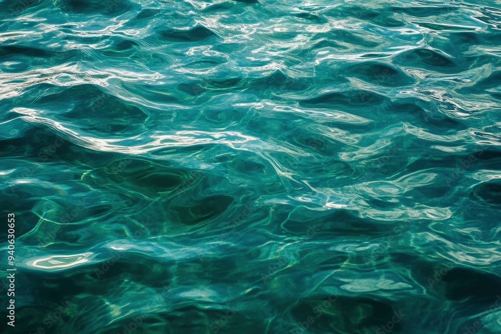 Blue green surface of the ocean in Catalina Island California with gentle ripples on the surface and light refracting , ai Blue green surface of the ocean in Catalina Island California with gentle ripples on the surface and light refracting , ai
