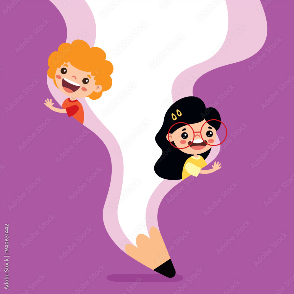 Success Concept With Kids And Pencil Success Concept With Kids And Pencil