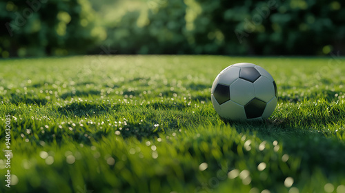 A ball on a green grass field in the daytime.