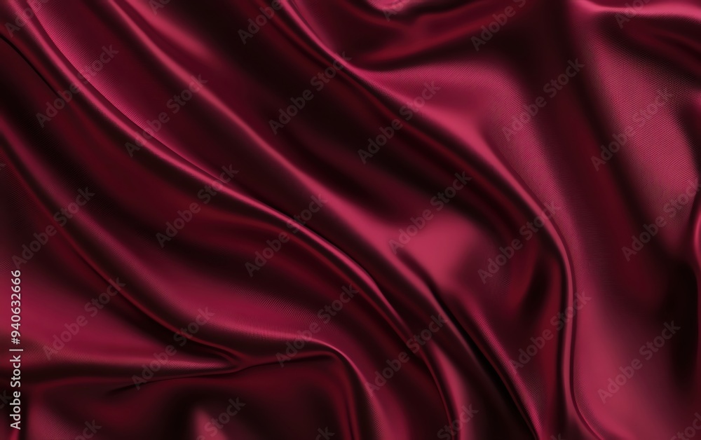 Obraz premium Luxurious close-up of smooth, red satin fabric, highlighting its elegant texture and shimmering surface.